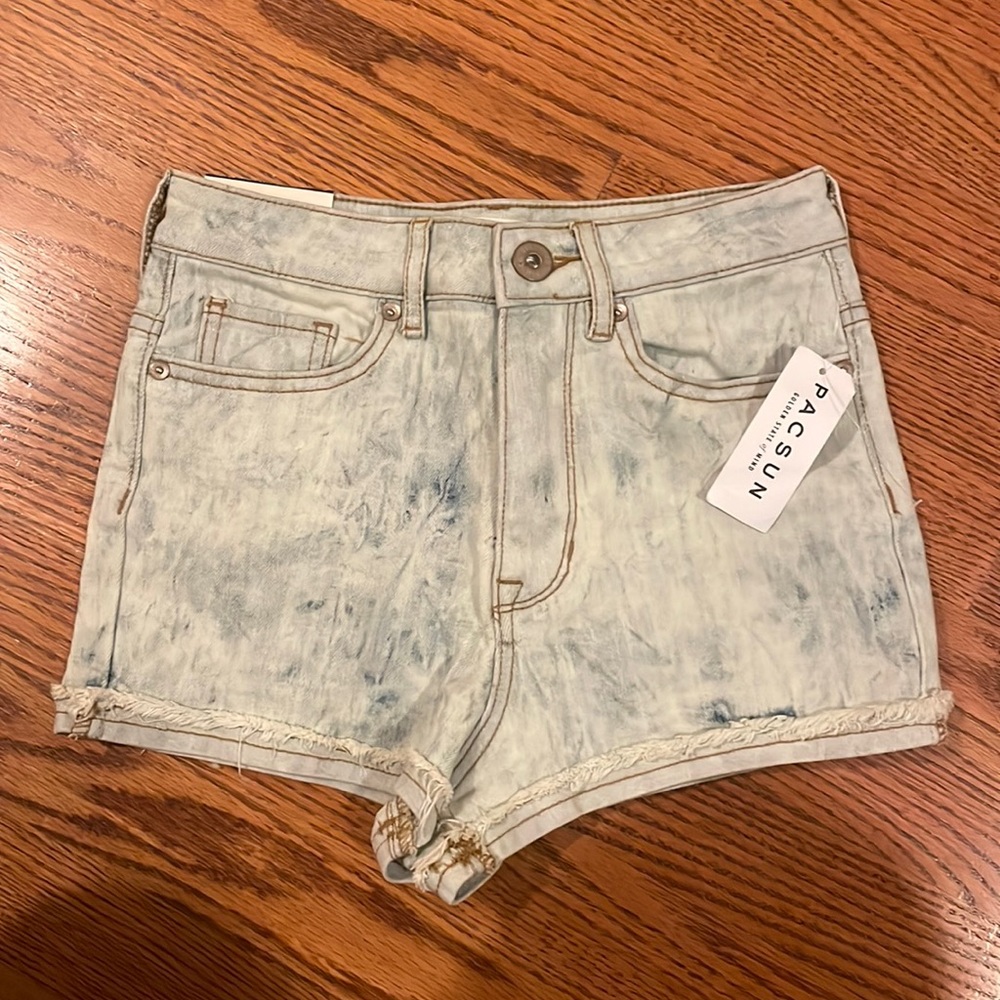 Acid wash denim shorts